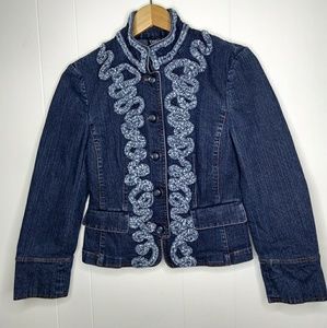 W WORTH Denim Jacket Coat Blazer Dark Blue Size 6